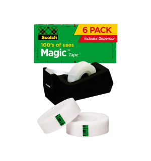Scotch Magic Tape, 6 Rolls with Dispenser, Numerous Applications