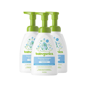 Babyganics Baby Shampoo + Body Wash Pump Bottle, Fragrance Free, Non-Allergenic and Tear-Free